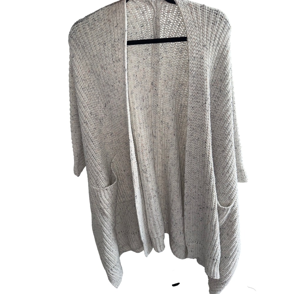 Women Speckled Chunky‎ wool blend Knit Open Front Cardigan Sweater One Size